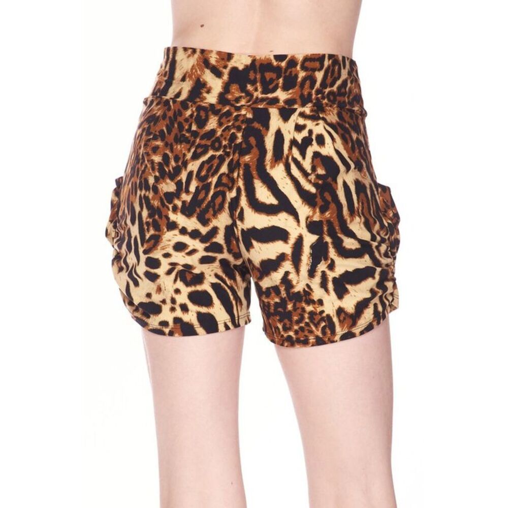 World of Leggings Buttery Smooth Predator Leopard Plus Size Harem Shorts